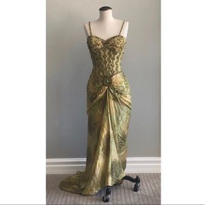 Dolce Jovani Green Flapper Style Gown Size 4